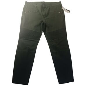 NWT Tinsel Brian Moto Skinny Pants Ribbed Knee Olive Green‎ Womens 33 (35 Waist)